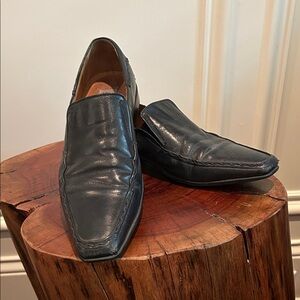 Leather loafers black Italian  Leather  euro size 40 Slip-On Stefano Castelli